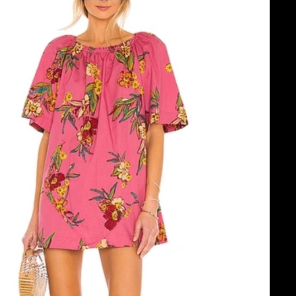 Free People Jodie Floral-Print Tunic in Pink Floral Sunrise Combo Size Small